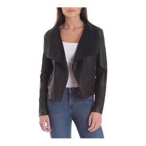 Bagatelle Open Front Faux Leather Jacket
